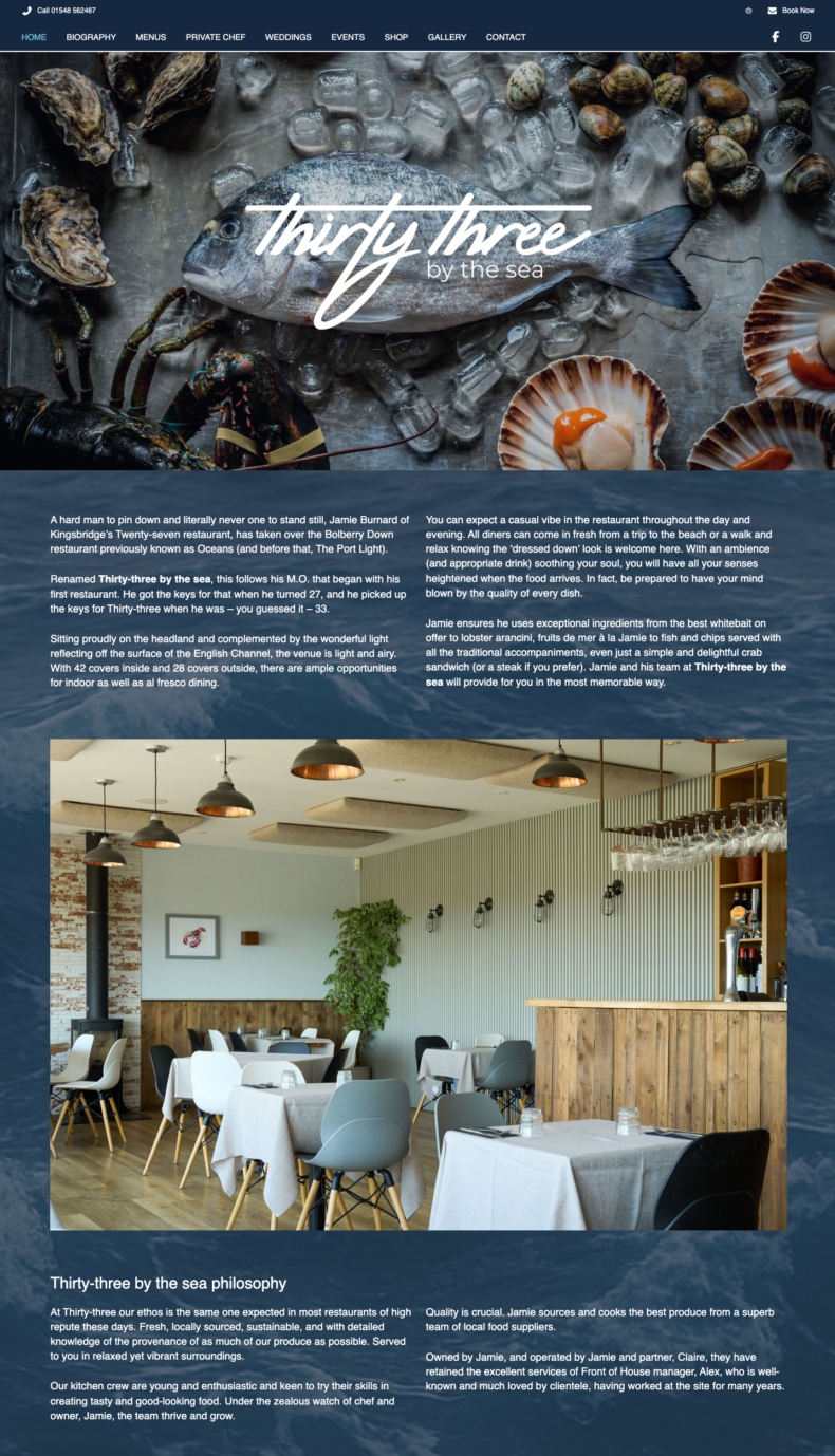 Website Design for Thirty Three by the Sea