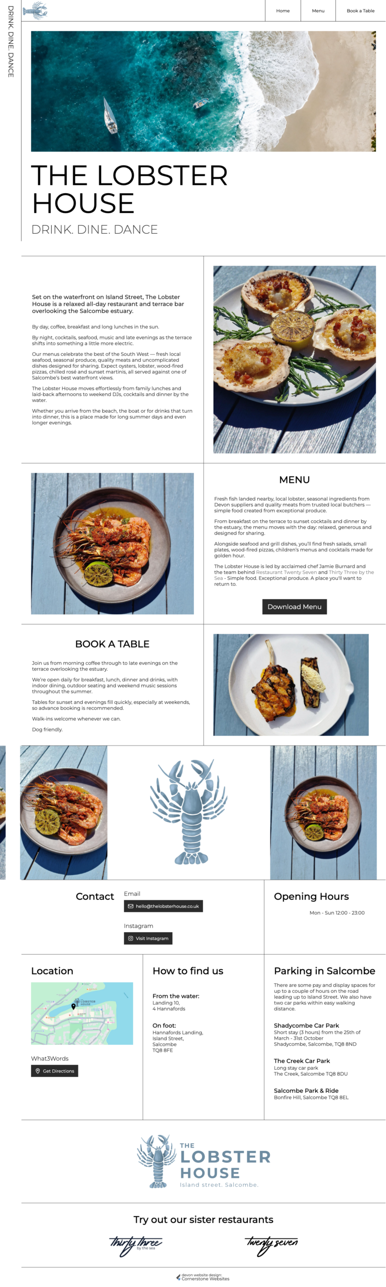 Website Design for The Lobster House