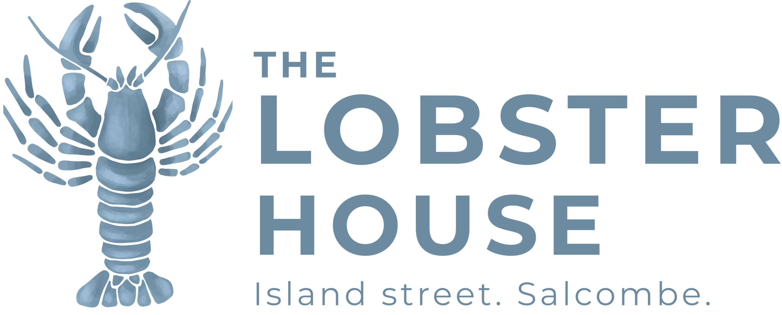 The Lobster House logo with pale blue watercolour lobster and lettering